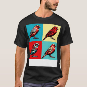 Coole Vögel, roter Faktor Kanarische Kunst T-Shirt