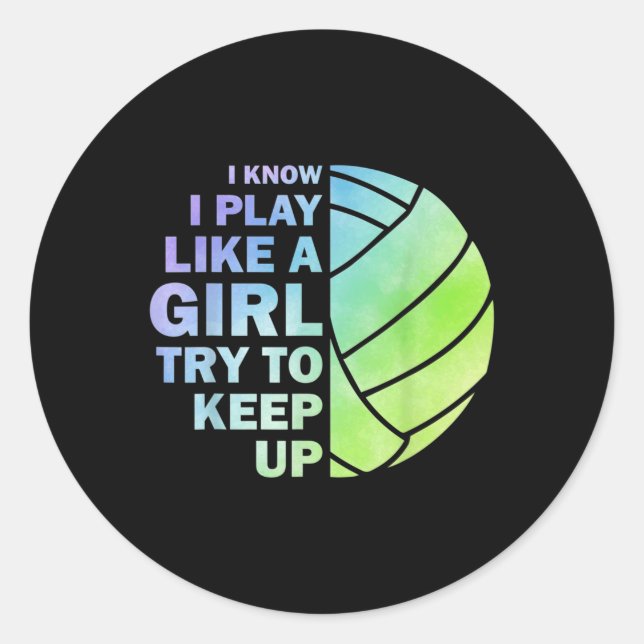 Coole Volleyball für weibliche Mädchen Jugendvolle Runder Aufkleber (Vorderseite)