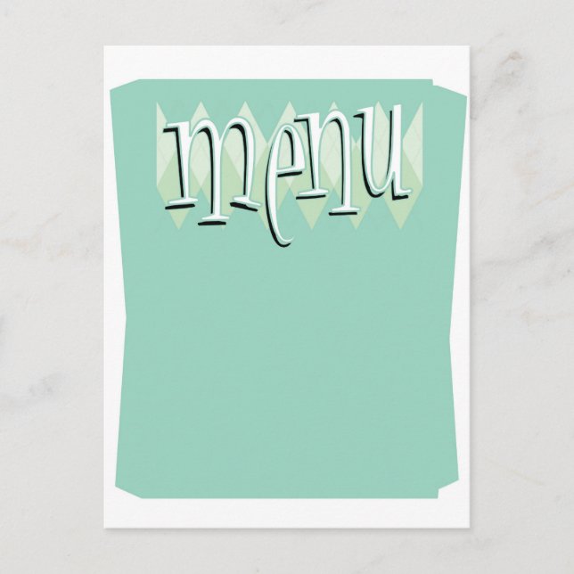 Coole Vorlage im Retrostil Leermenü Postkarte (Vorderseite)