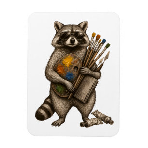 Coole Waschbärenmaler-Illustration Magnet