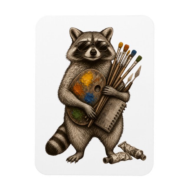 Coole Waschbärenmaler-Illustration Magnet (Vertikal)