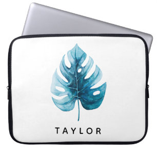 Coole Wasserfarbe Tropische Monstera Leaf Laptopschutzhülle
