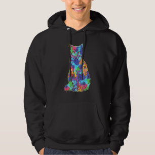 Coole Wasserfarbenkatze Stilvoll farbenfroh Hoodie