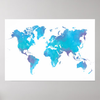 Coole Wasserfarbenwelt-Karte Poster