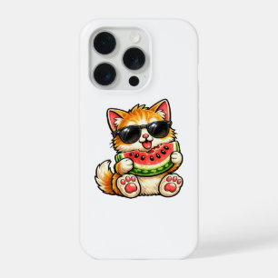Coole Wassermelone Katze iPhone 15 Pro Hülle