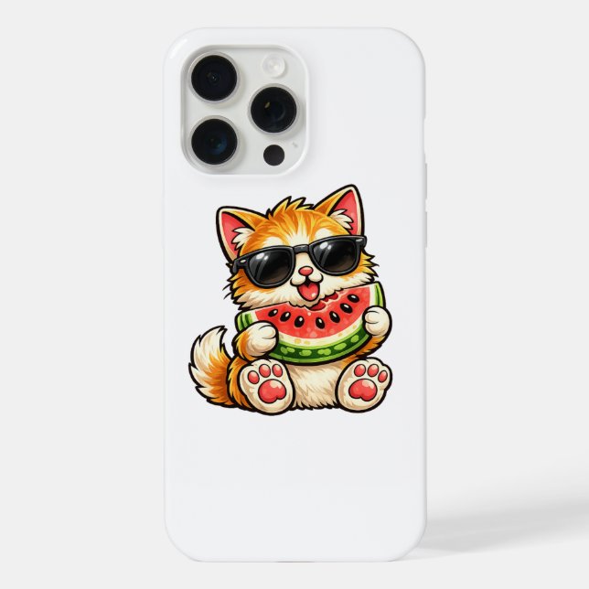 Coole Wassermelone Katze iPhone Hülle (Rückseite)