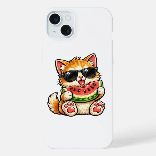 Coole Wassermelonen-Katze iPhone Hülle (Rückseite)