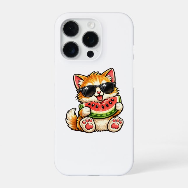 Coole Wassermelonen-Katze iPhone Hülle (Rückseite)
