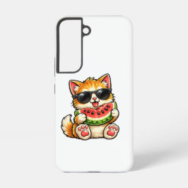 Coole Wassermelonen-Katze Samsung Galaxy Hülle