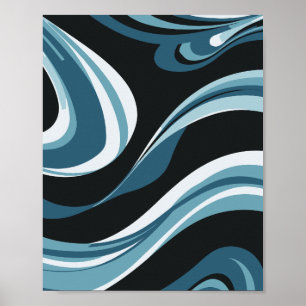 Coole Waves Abstraktes Muster Poster