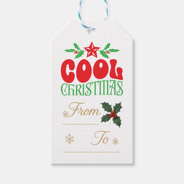Coole Weihnachten - Retro-Geschenkdesign Geschenkanhänger (Vorderseite)