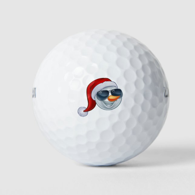 Coole Weihnachts Snowman Weihnachtsmannmütze Sonne Golfball (Vorderseite)