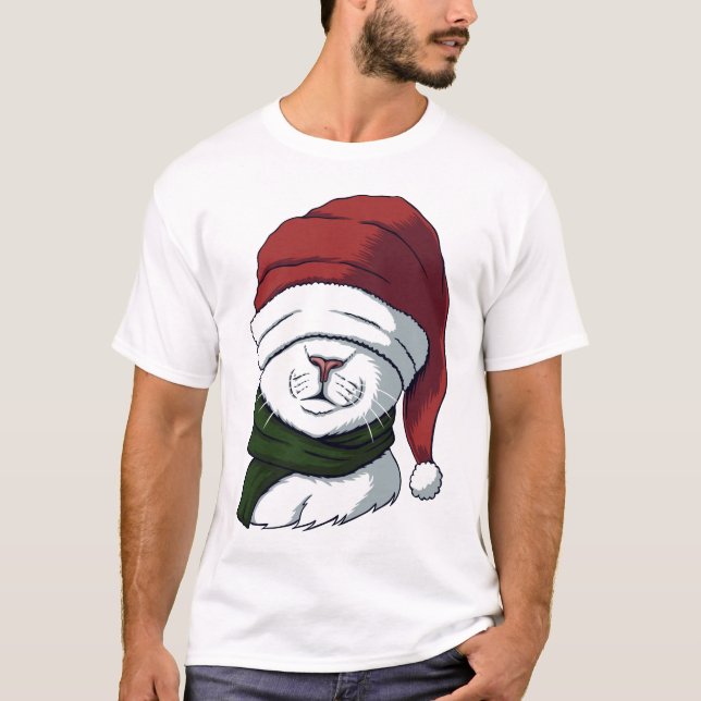 Coole Weihnachtskatze T-Shirt (Vorderseite)