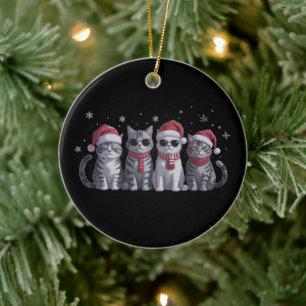 Coole Weihnachtskatzen Süße Katzenliebhaberin Katz Keramik Ornament