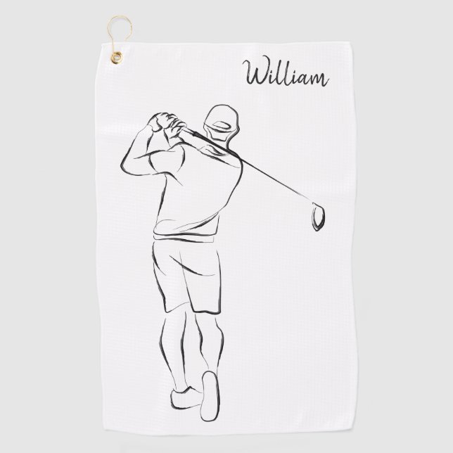 Coole Weiße Moderne, um Ihren Namen personalisiert Golfhandtuch (Vorderseite)