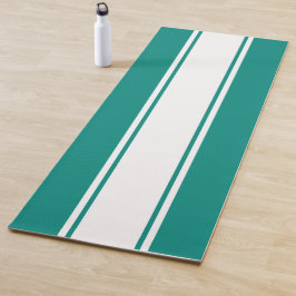 Coole, weiße Streifen mit Aquamarinem Hintergrund Yogamatte