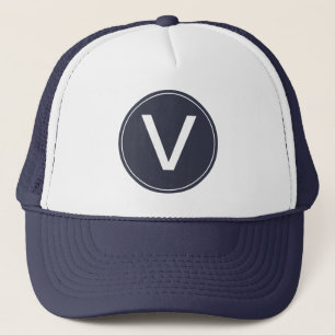 coole, weiße und marineblaue Monogramm-Anfangsbuch Truckerkappe