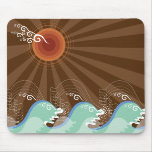 Coole Wellen Tropischer Sommer Sonnenbraun Streife Mousepad