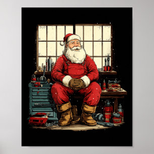Coole Werkstatt Weihnachtsmann mit Schraubenschlüs Poster
