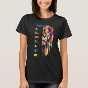 Coole Wildlife Bunte Löwenkopf-Pop-Art T-Shirt