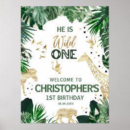 Coole Wildtiere Geburtstagsparty Begrüßung Poster