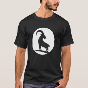 Coole Wildziege Tierhorn Tiertierische Silhouette T-Shirt