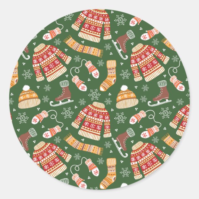 coole Wintersaison Runder Aufkleber (Vorderseite)