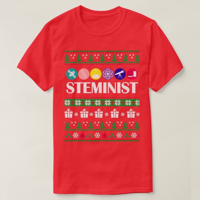 Coole Wissenschaftsweihnachtsfrau T-Shirt (Design vorne)
