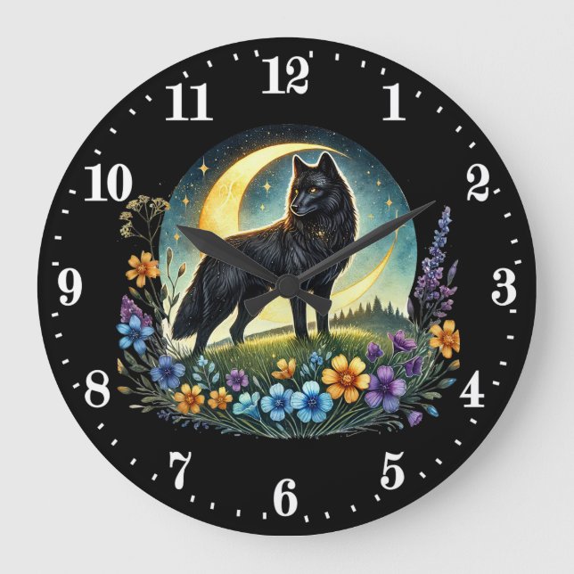 Coole Wolfsflieger Große Wanduhr (Vorderseite)