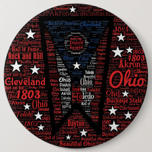 Coole Word Art Ohio Staat 100 Rund um die Ecke Button