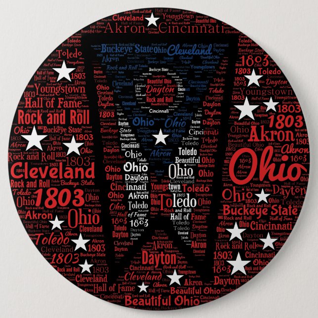 Coole Word Art Ohio Staat 100 Rund um die Ecke Button (Vorderseite)