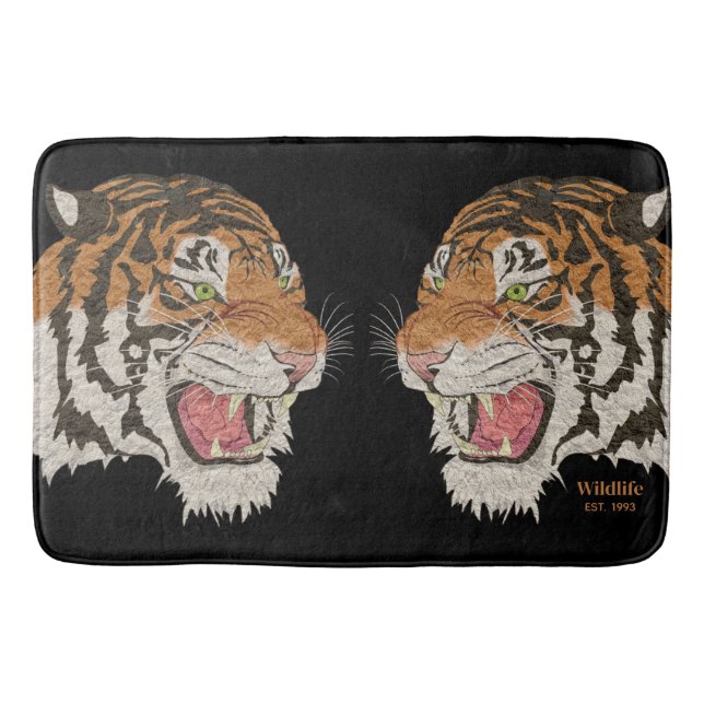 Coole wütende Wildtiere, die Tigers schwarz bekämp Badematte (Vorderseite)