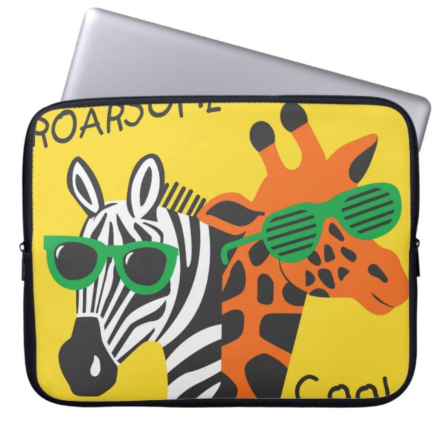 Coole Zebra Giraffe Cartoon Illustration Laptopschutzhülle (Vorderseite)