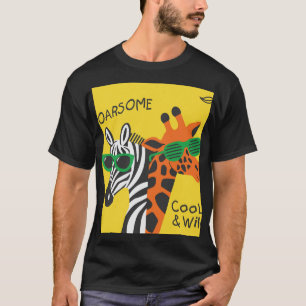 Coole Zebra Giraffe Cartoon Illustration T-Shirt
