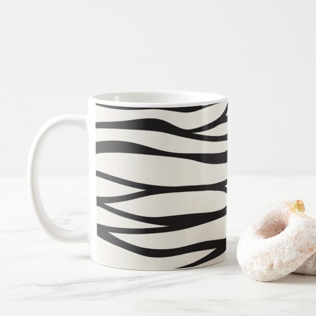 Coole Zebramuster Streifen Café Tasse (Mit Donut)