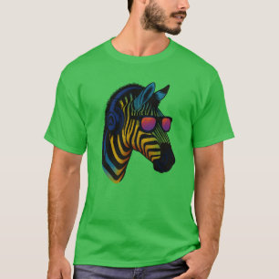 Coole Zebras 90er Sonnenbrille Kopfhörer Musik Vin T-Shirt