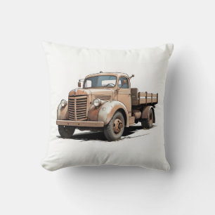 Coole Zeichnung eines alten braunen Flatbed/Pickup Kissen