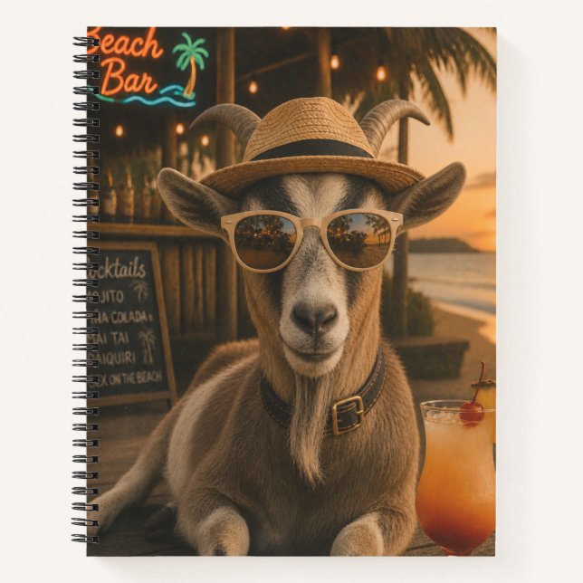Coole Ziegenstrand mit Cocktail Notizbuch (Vorderseite)