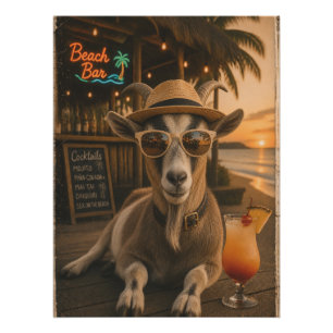 Coole Ziegenstrand mit Cocktail Poster