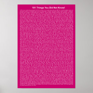 Coolen 101 Dinge, die Sie nicht wussten (Magenta) Poster