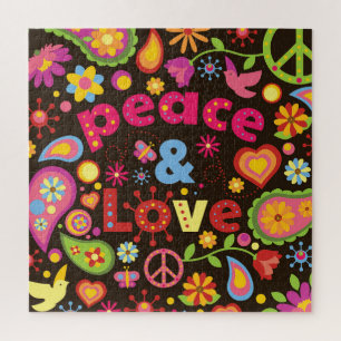 Cooler 60er Style Peace & Liebe Puzzle
