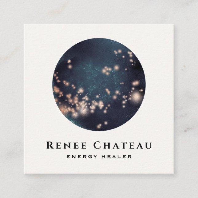 Cooler Abstrakter Himmelsmond und Sterne Quadratische Visitenkarte (Vorderseite)