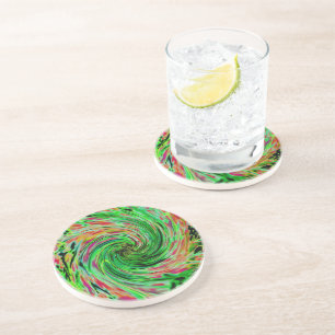 Cooler Abstrakter Limettengrün- und Schwarz-Blüten Getränkeuntersetzer