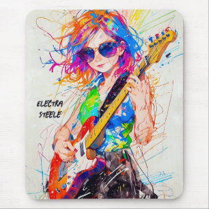Cooler Abstrakter Pop Anime Guitarist Mousepad