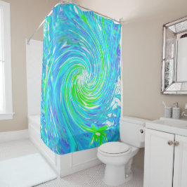 Cooler Abstrakter Retro-Aqua und Kalkgrüner Swirl Duschvorhang