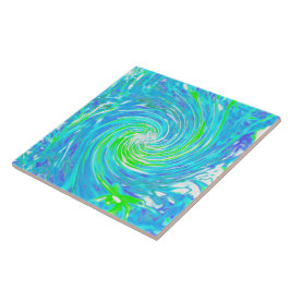 Cooler Abstrakter Retro-Aqua und Kalkgrüner Swirl Fliese