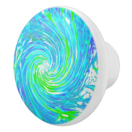 Cooler Abstrakter Retro-Aqua und Kalkgrüner Swirl Keramikknauf