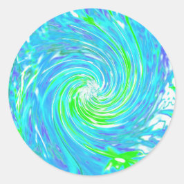 Cooler Abstrakter Retro-Aqua und Kalkgrüner Swirl Runder Aufkleber