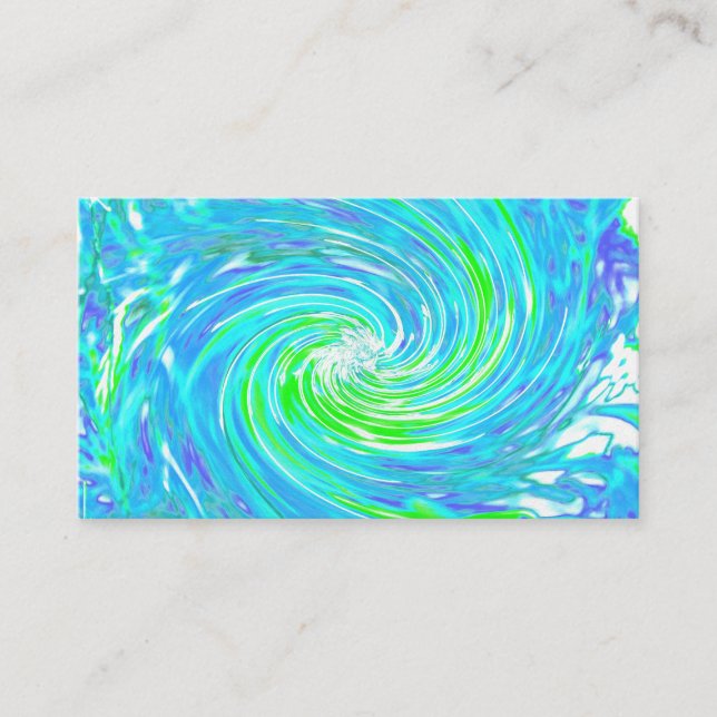 Cooler Abstrakter Retro-Aqua und Kalkgrüner Swirl Visitenkarte (Vorderseite)