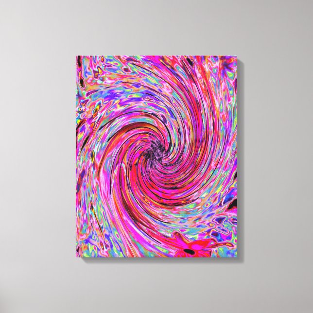 Cooler Abstrakter Retro Hot Pink und Roter Blütenw Leinwanddruck (Vorderseite)